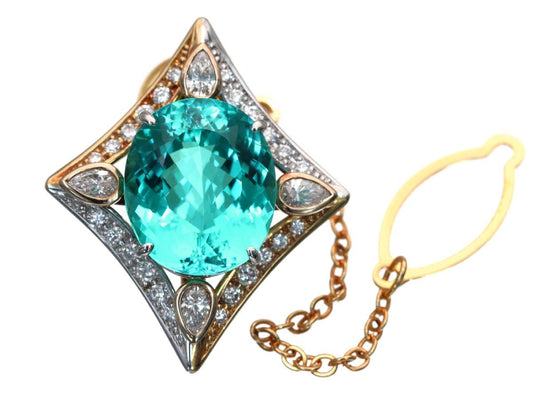 Paraiba Tourmaline 9.526ct D0.84ct K18/Pt900 9.2g Tie Pin Cuffs 