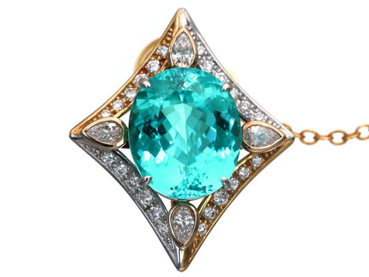 Paraiba Tourmaline 9.526ct D0.84ct K18/Pt900 9.2g Tie Pin Cuffs 