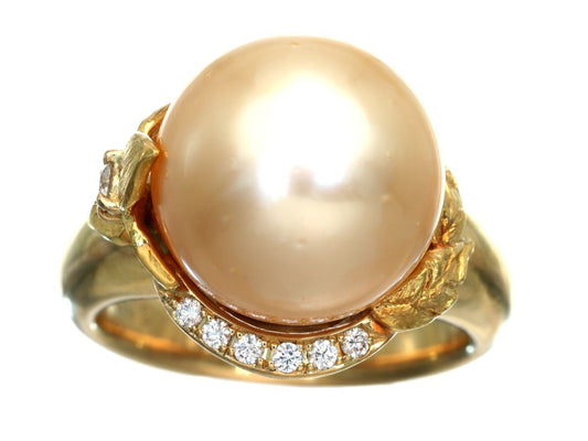 Pearl diameter approx. 12.4mm D0.09ct K18 11.6g ring 