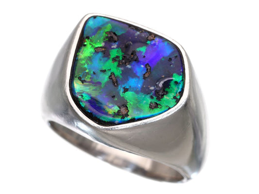 Boulder Opal 6.53ct D0.033ct Pt900 15.0g Ring 