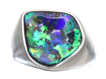 Boulder Opal 6.53ct D0.033ct Pt900 15.0g Ring 