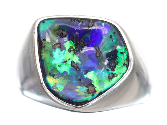 Boulder Opal 6.53ct D0.033ct Pt900 15.0g Ring 