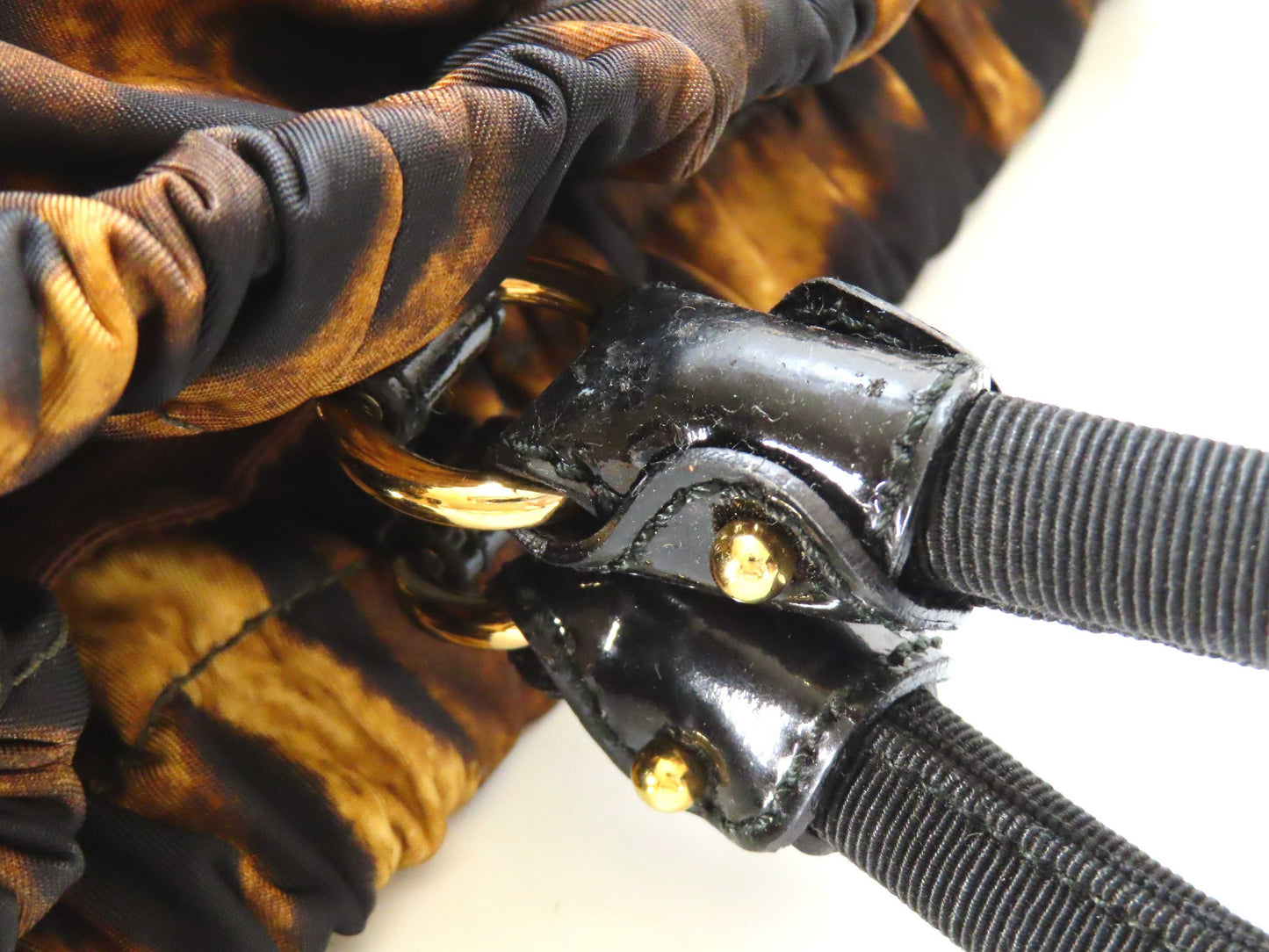 Salvatore Ferragamo Vara Handbag in Leopard Print/Nylon/Black and Brown