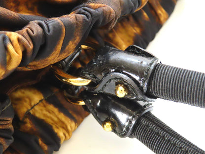 Salvatore Ferragamo Vara Handbag in Leopard Print/Nylon/Black and Brown