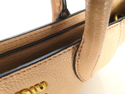 miu miu miu 2way handbag leather/pink beige handbag