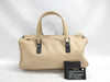 CHANEL CHANEL Chocolate Bar Mini Boston Bag, Calfskin/Beige/Silver/7 Series Handbag