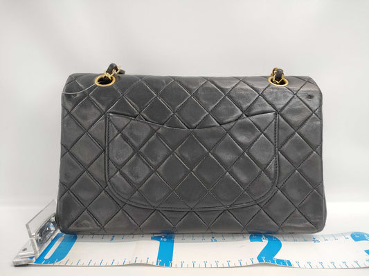 CHANEL CHANEL Matelasse 25 Double Flap/Lamb/Black/GD/1st Series Shoulder Bag