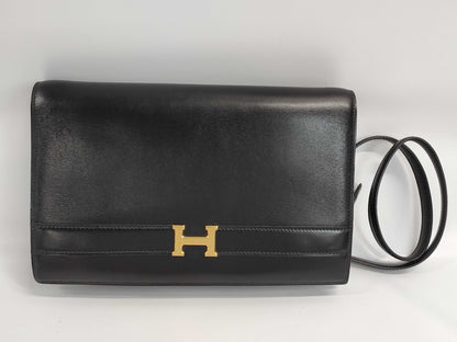 HERMES HERMES Annie Box Calf/Black/〇O Stamp/GD Shoulder Bag