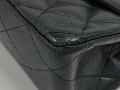 CHANEL CHANEL Matelasse 23 Double Flap/Lamb/Black/GD/1st Series Shoulder Bag