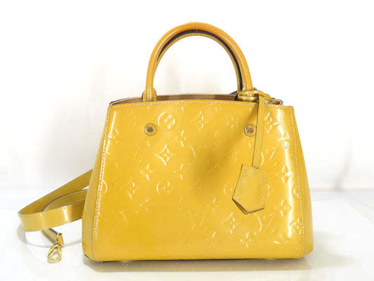LOUIS VUITTON Verni LOUIS VUITTON Montaigne BB Verni/Citrine Handbag