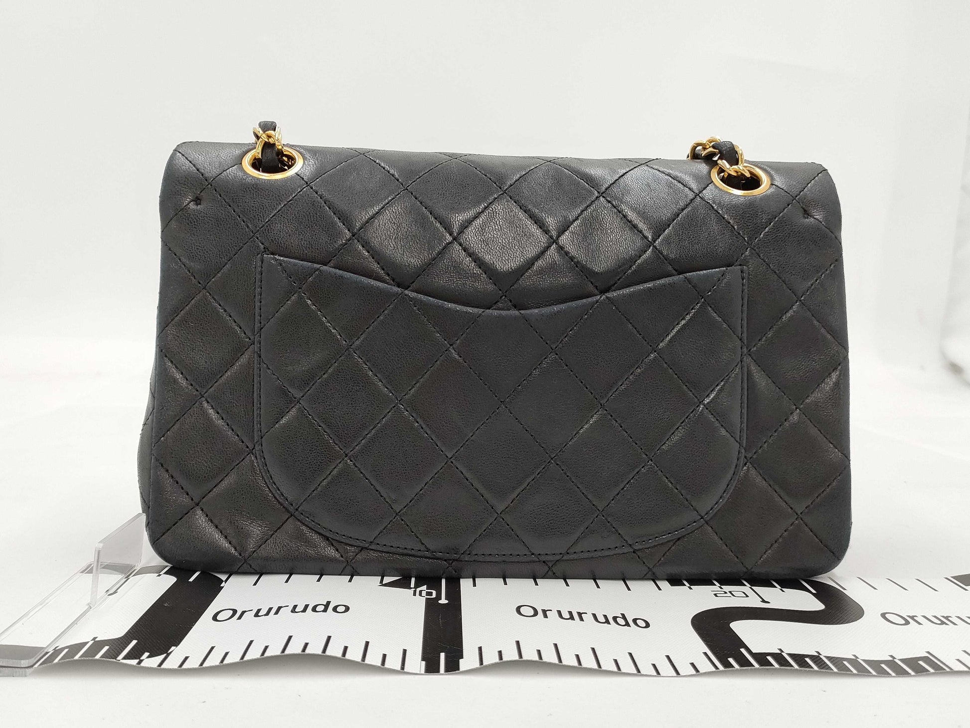 CHANEL CHANEL Matelasse 23 Double Flap/Lamb/Black/GD/1st Series Shoulder Bag