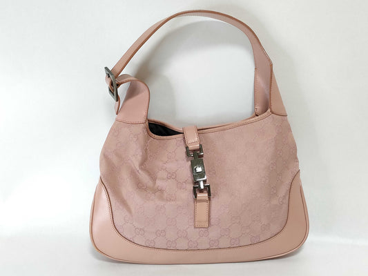 GUCCI GG Canvas Gucci GG Canvas Jackie Shoulder Bag Pink Shoulder Bag