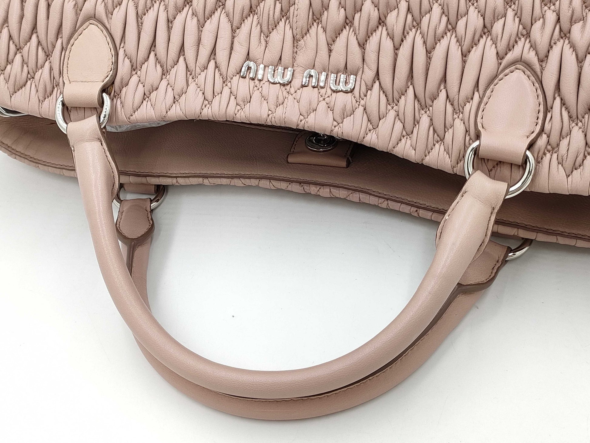 Miu Miu Matelasse 2-Way Handbag with Long Strap, Pink