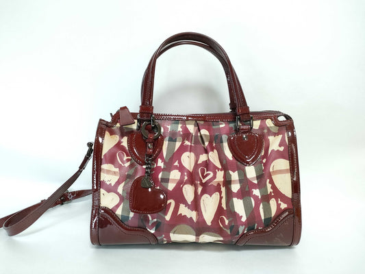 BURBERRY 2-way handbag shoulder bag red handbag