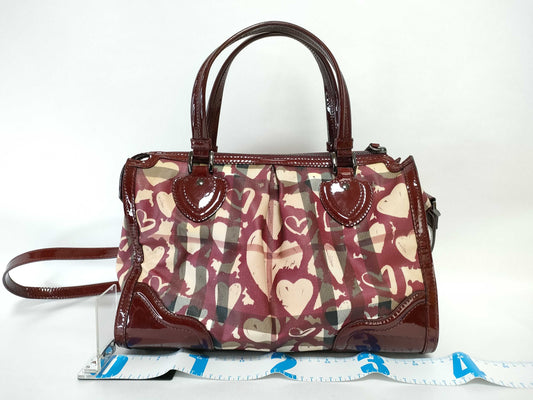 BURBERRY 2-way handbag shoulder bag red handbag