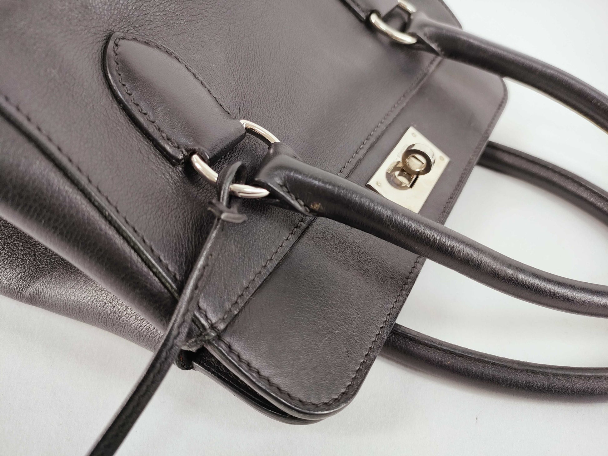 HERMES Toolbox 20/Swift/Black/□N Engraved/Silver Hardware Bag
