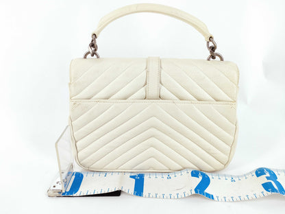 Yves Saint Laurent Satchel / V-Stitch / White Handbag