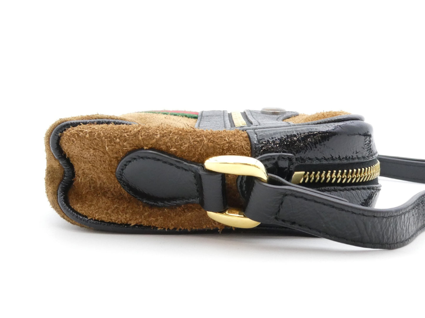 GUCCI Sherry GG Suede and Leather Shoulder Bag