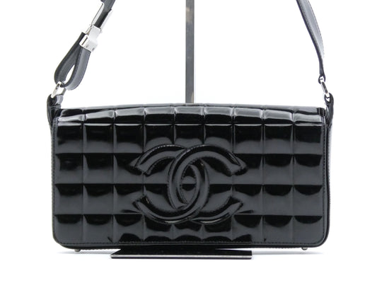 CHANEL Chocolate Bar Coco Mark Enamel Shoulder Bag