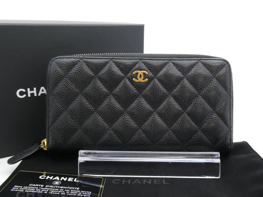 CHANEL Matelasse Coco Mark Caviar Skin Wallet