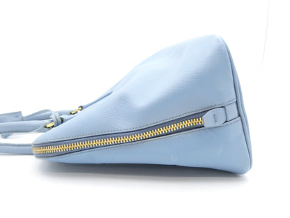 PRADA Logo Plate Saffiano Lux 2-Way Handbag