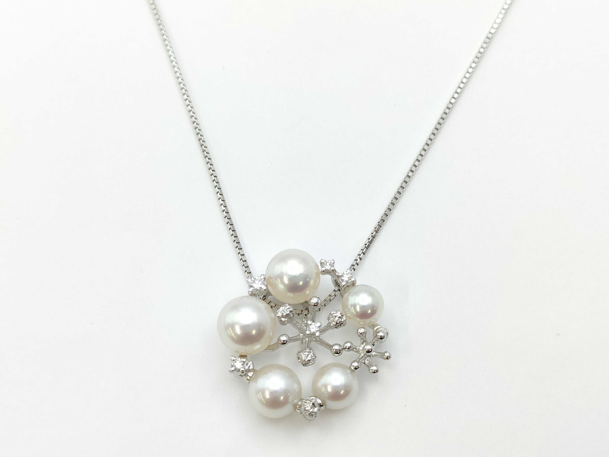 TASAKI Pearl Diameter Approx. 6.8-4.9mm D0.07ct K18WG 5.9g Necklace 