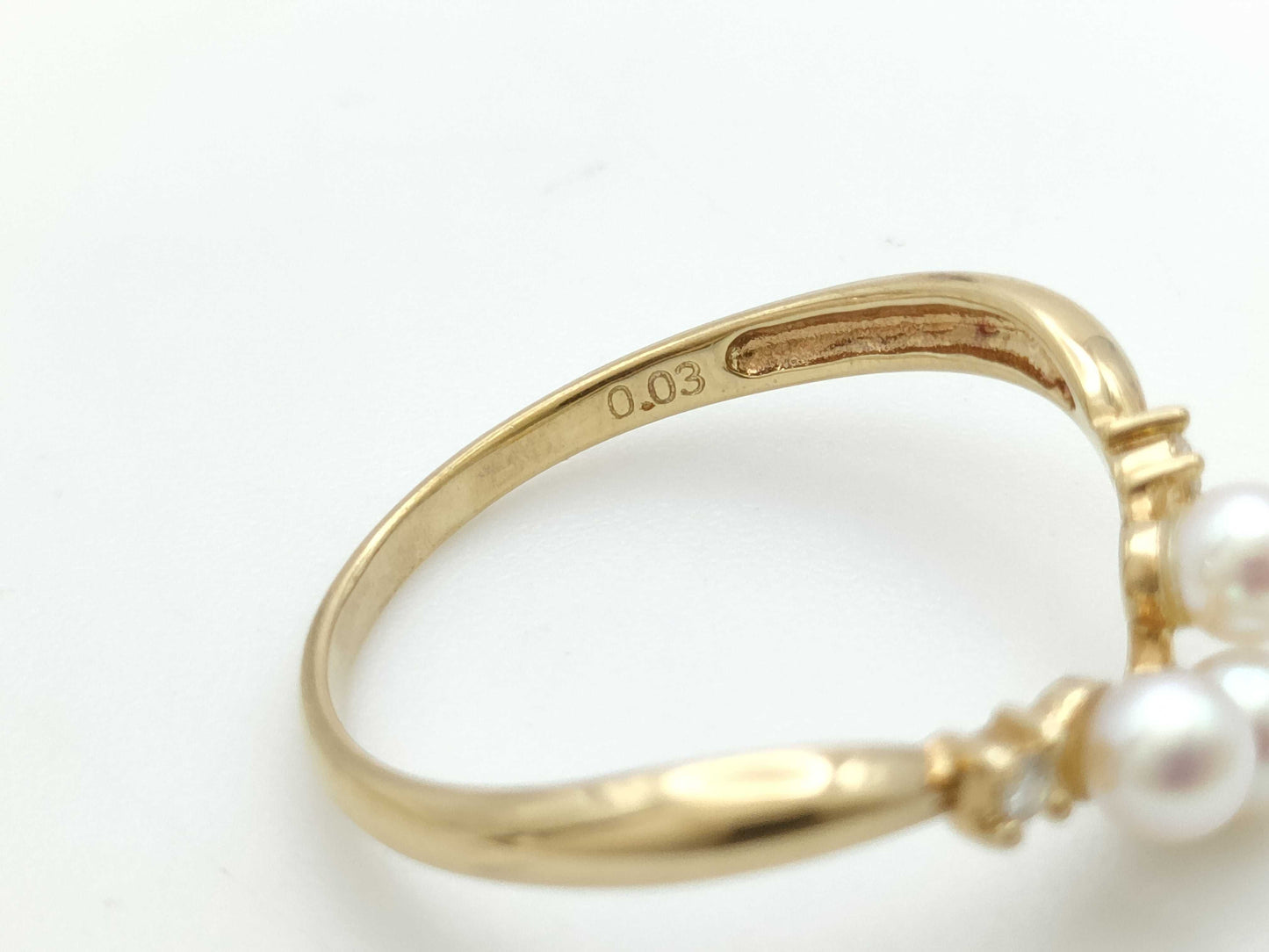 TASAKI Pearl Diameter Approx. 3.5mm*3 D0.03ct K18 1.9g Ring 