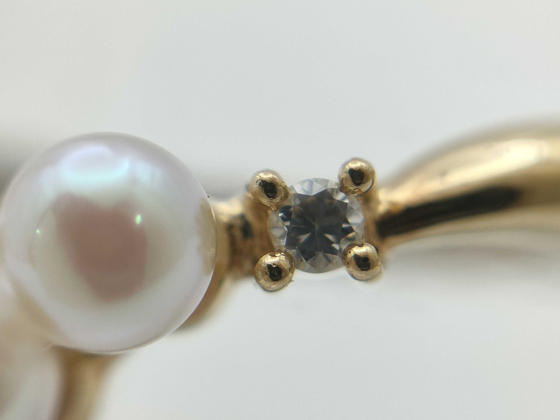 TASAKI Pearl Diameter Approx. 3.5mm*3 D0.03ct K18 1.9g Ring 