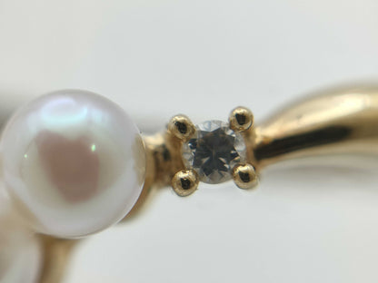 TASAKI Pearl Diameter Approx. 3.5mm*3 D0.03ct K18 1.9g Ring 