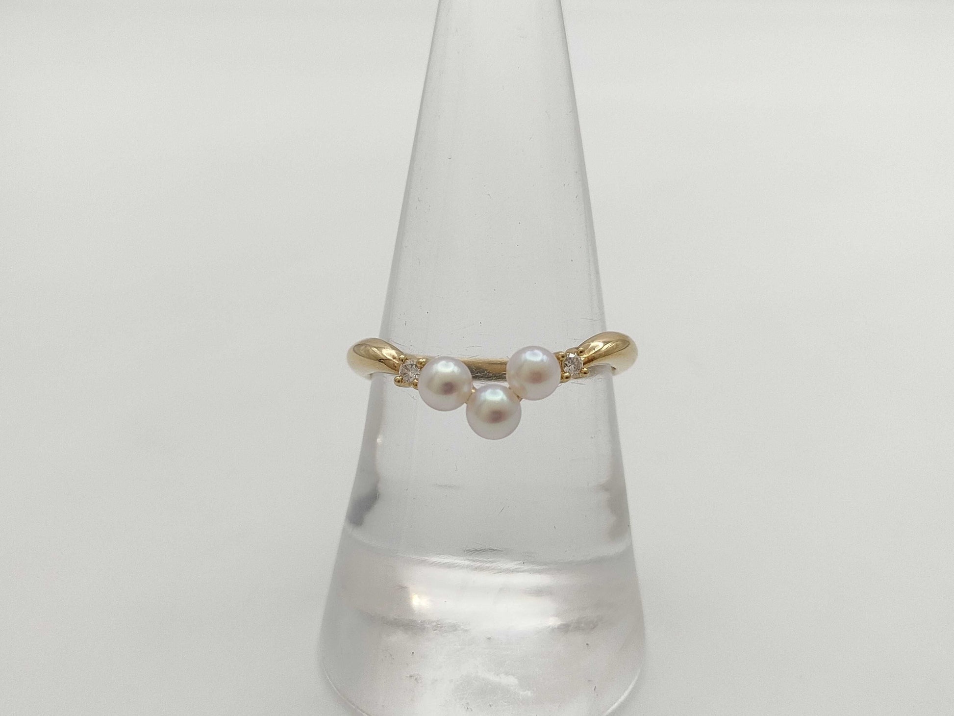 TASAKI Pearl Diameter Approx. 3.5mm*3 D0.03ct K18 1.9g Ring 