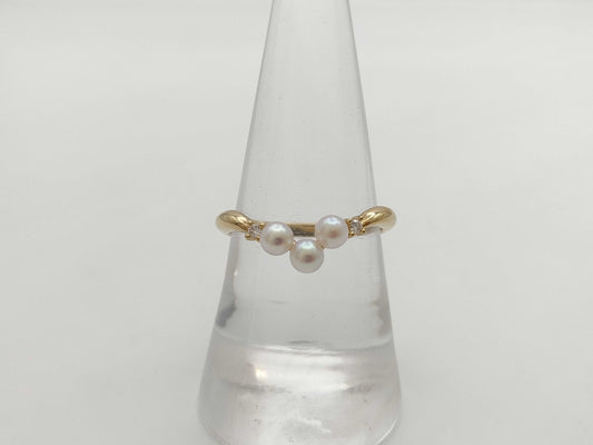 TASAKI Pearl Diameter Approx. 3.5mm*3 D0.03ct K18 1.9g Ring 