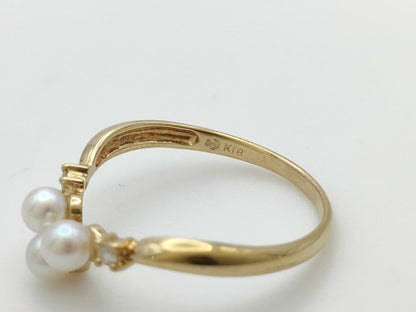 TASAKI Pearl Diameter Approx. 3.5mm*3 D0.03ct K18 1.9g Ring 