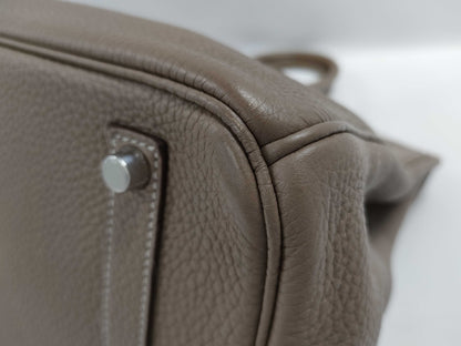 HERMES Birkin 35 □O Stamp Greige Handbag