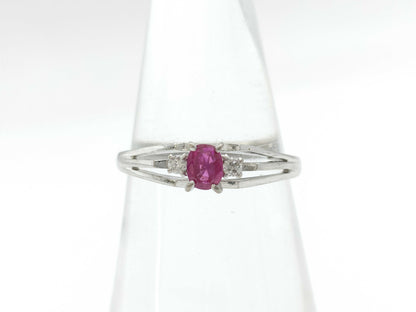 Colored Stone 0.32ct Diamond K14WG 2.6g Ring 