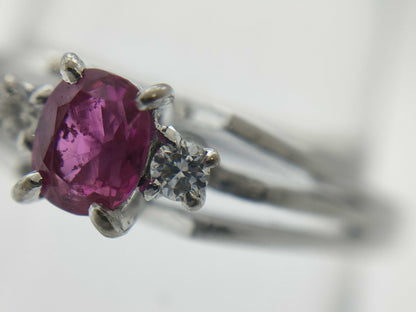 Colored Stone 0.32ct Diamond K14WG 2.6g Ring 