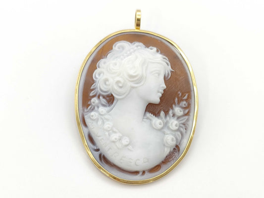 Cameo diameter: approx. 30.8*40.7mm , 18K gold, 5.8g, brooch 