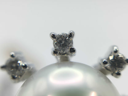 Pearl diameter approx. 8.1/8.1mm D0.11/0.11ct K14WG/PT900 6.1g Earrings 