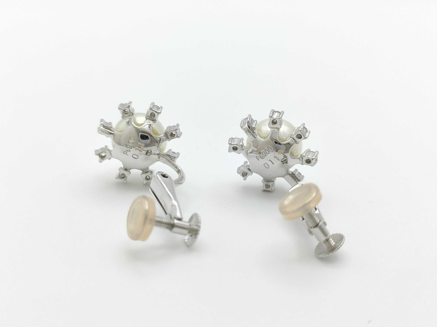 Pearl diameter approx. 8.1/8.1mm D0.11/0.11ct K14WG/PT900 6.1g Earrings 
