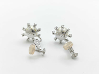 Pearl diameter approx. 8.1/8.1mm D0.11/0.11ct K14WG/PT900 6.1g Earrings 