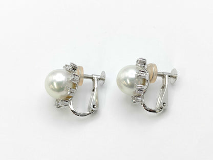 Pearl diameter approx. 8.1/8.1mm D0.11/0.11ct K14WG/PT900 6.1g Earrings 