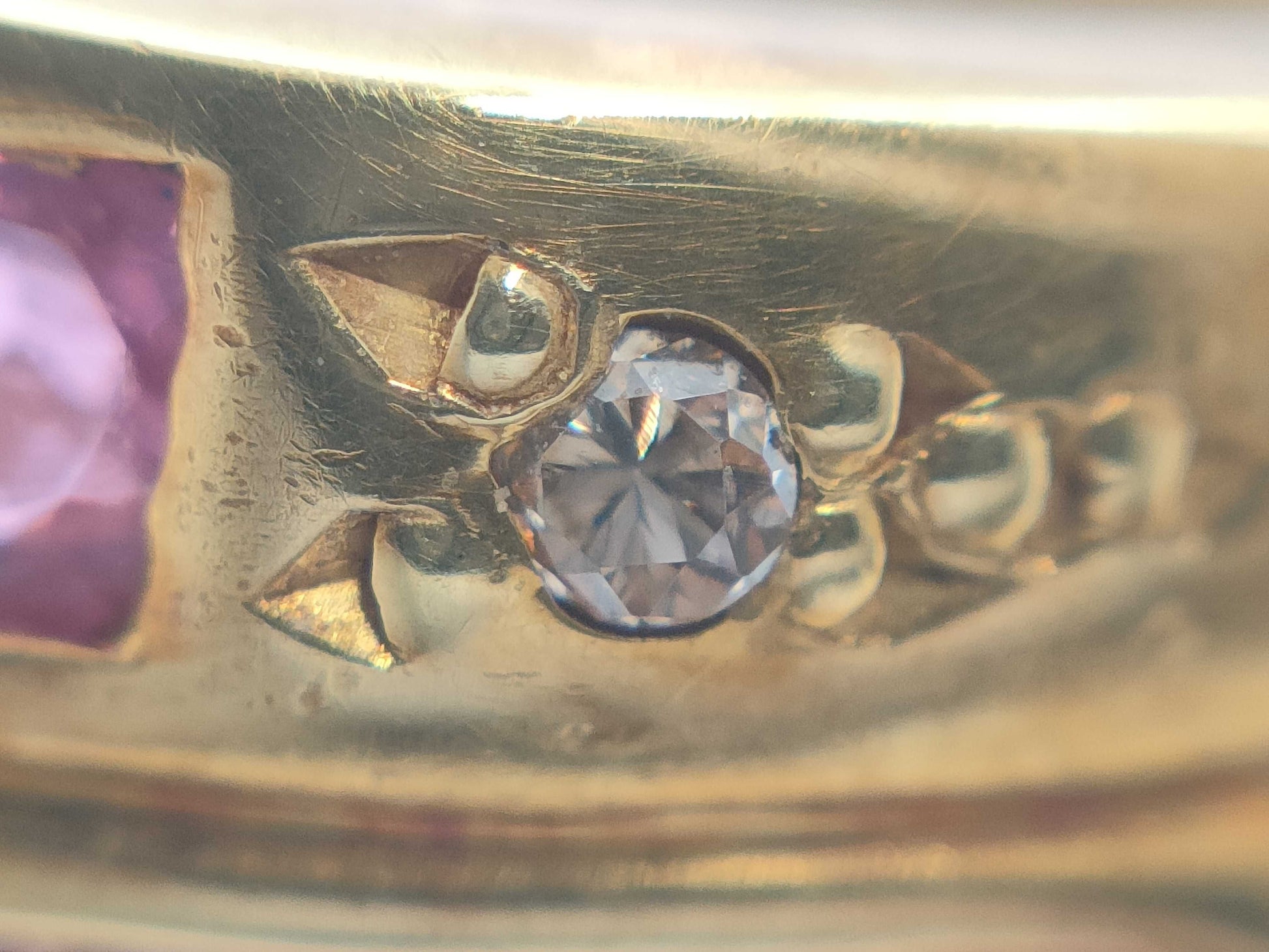 Colored Stone 0.72ct Diamond K18 3.6g Ring 