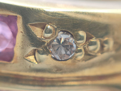 Colored Stone 0.72ct Diamond K18 3.6g Ring 