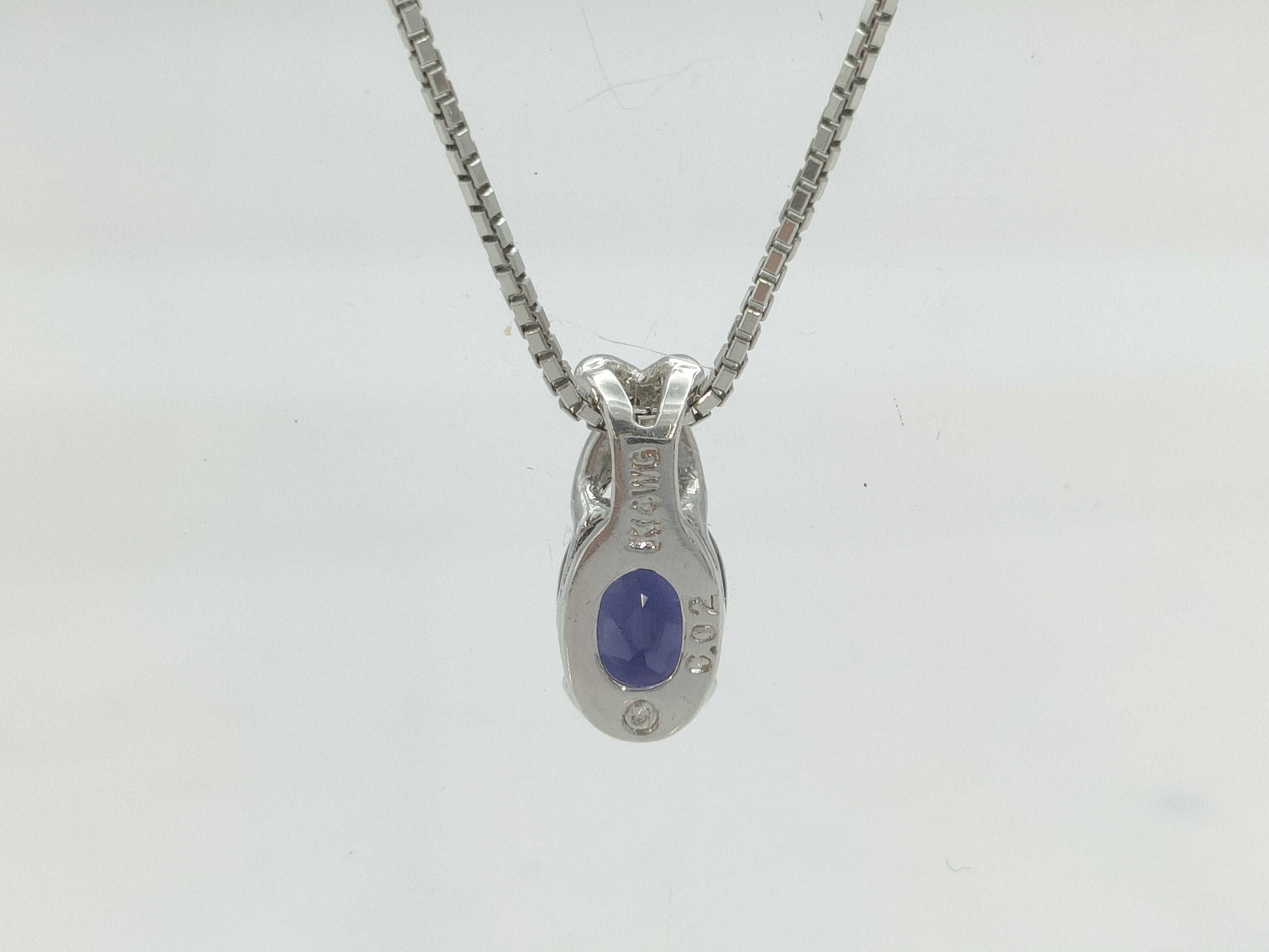 Colored Stone D0.02ct K14WG 4.9g Necklace 