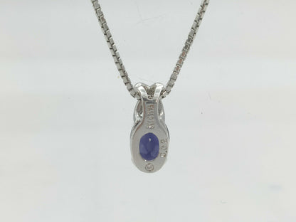 Colored Stone D0.02ct K14WG 4.9g Necklace 