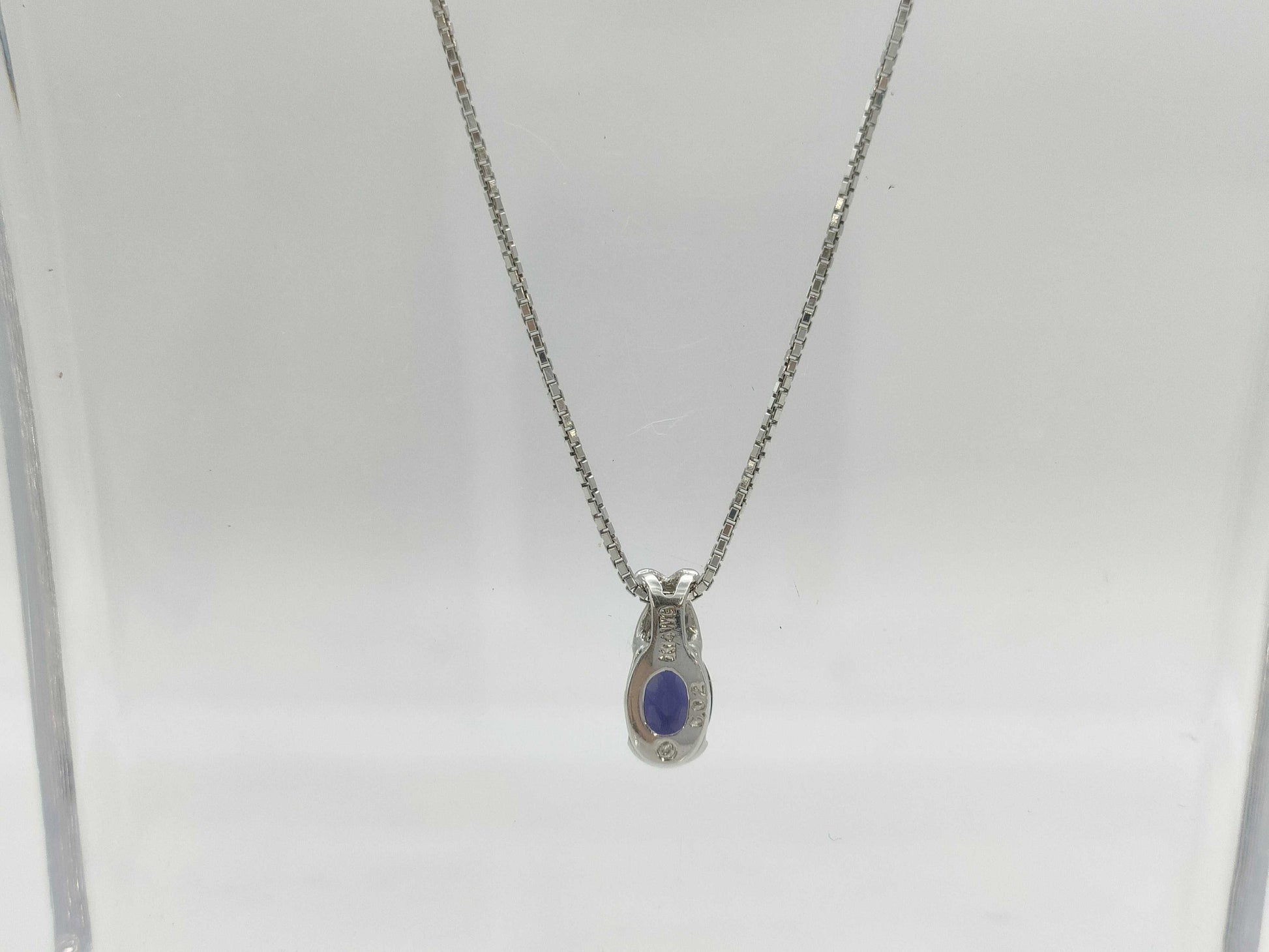 Colored Stone D0.02ct K14WG 4.9g Necklace 