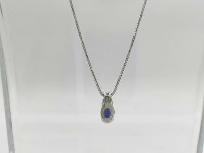 Colored Stone D0.02ct K14WG 4.9g Necklace 