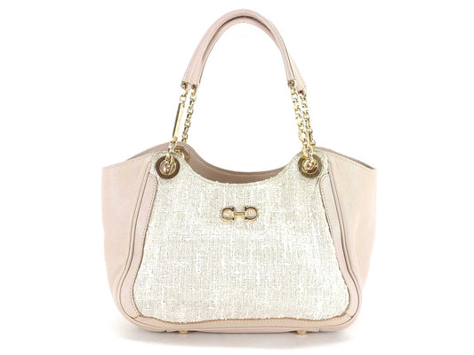 Salvatore Ferragamo Gancini Ferragamo Hand Tweed Shoulder Bag