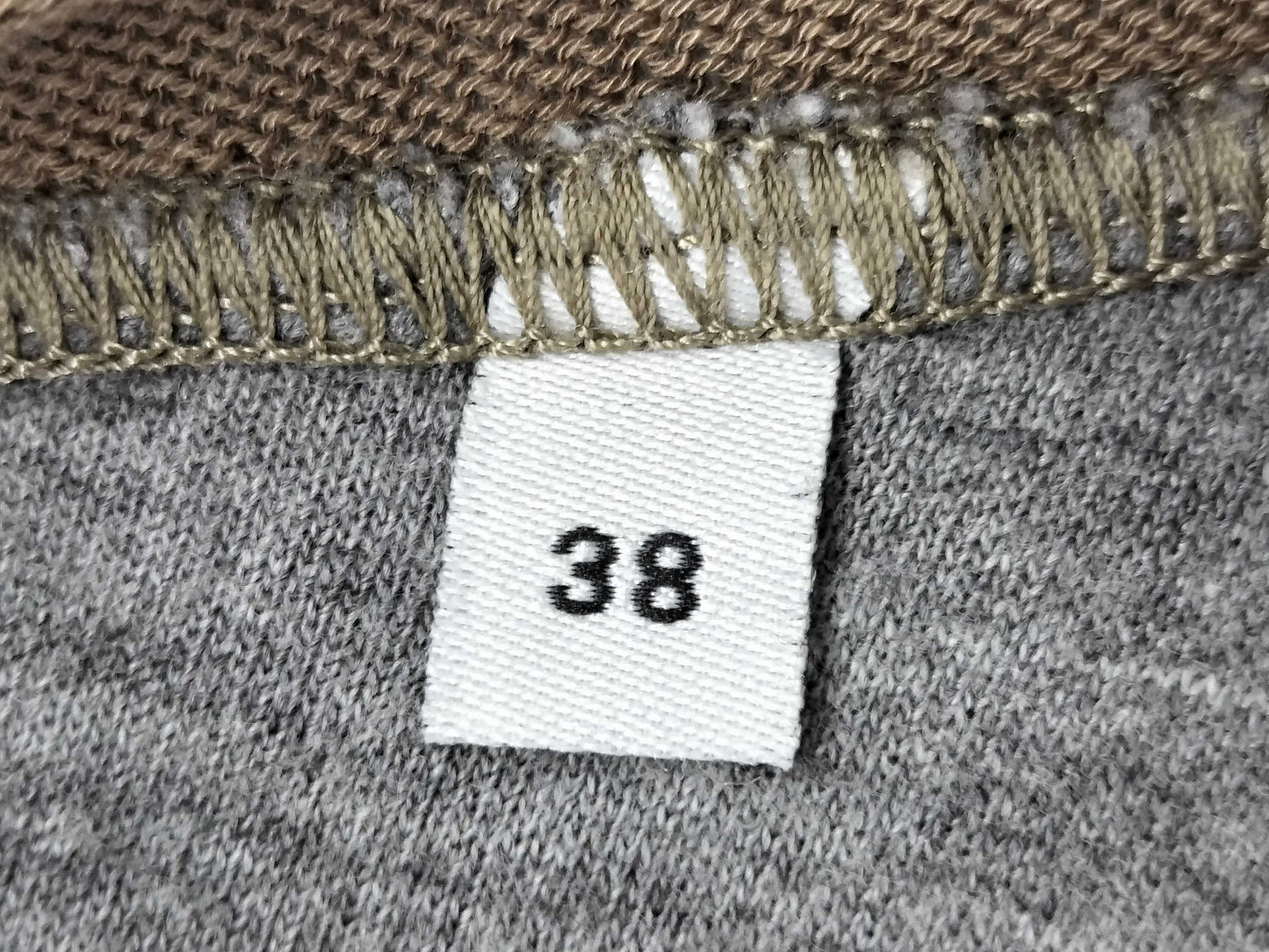 DOLCE&GABBANA Hoodie with Logo Plate, Cotton and Rayon, Gray and Brown, Silver Hardware, Size 38, Tops