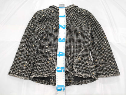 CHANEL Tweed Jacket, Black and White, Size 36