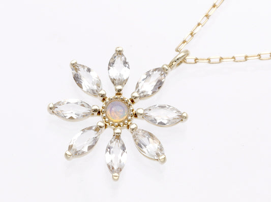 4°C Opal White Topaz K10 1.4g Necklace 